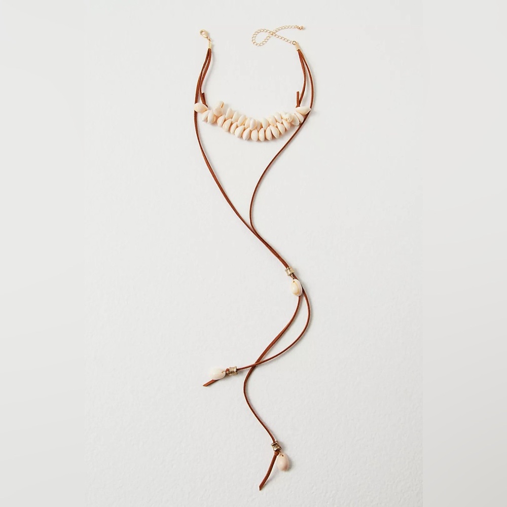 Free People Katie Shell Leather Choker Necklace